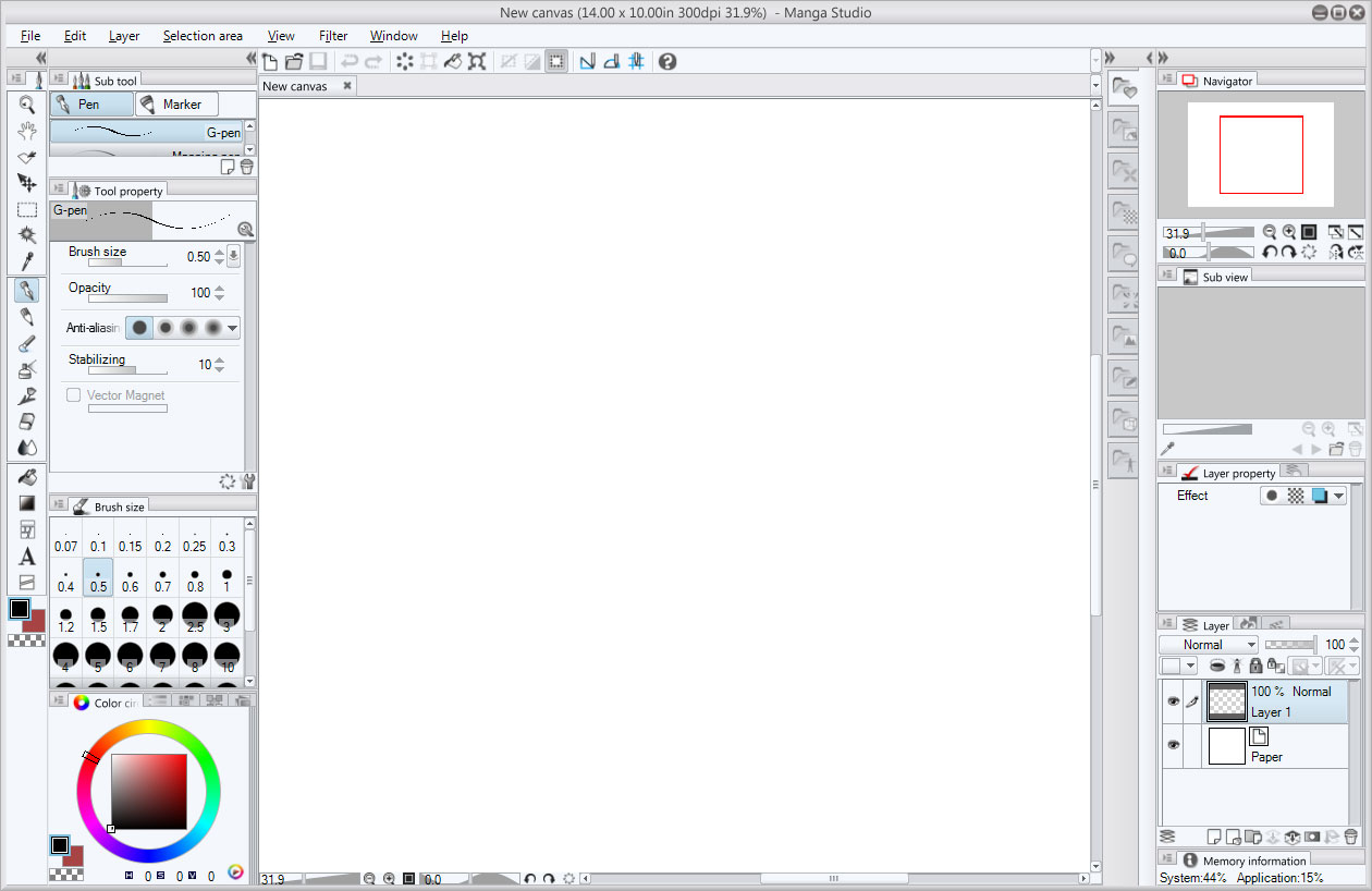 Manga Studio 5 UI