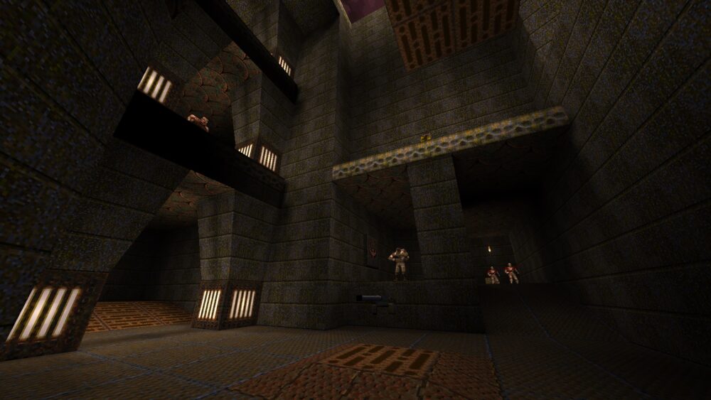 Screenshot from Quake, featuring the runic metal texture set.